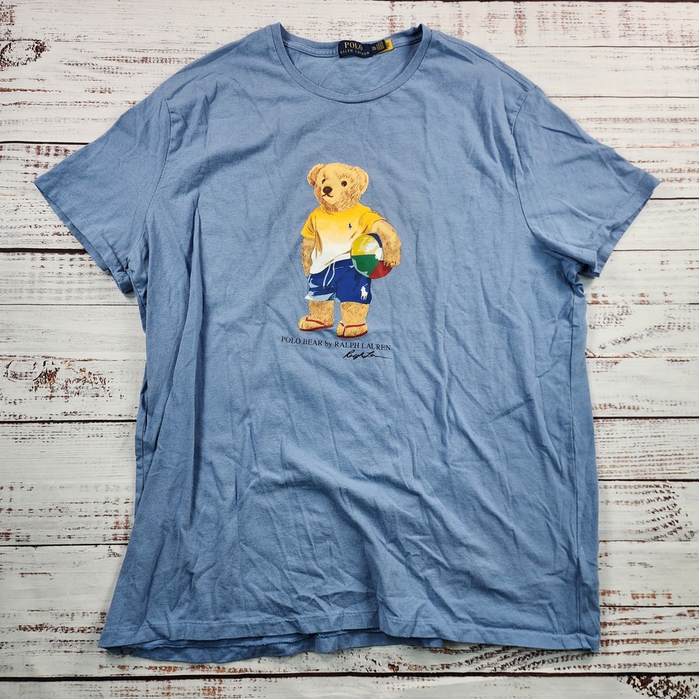 Polo Ralph Lauren Polo Bear Beach Ball Graphic T-Shirt Men's XXL Blue